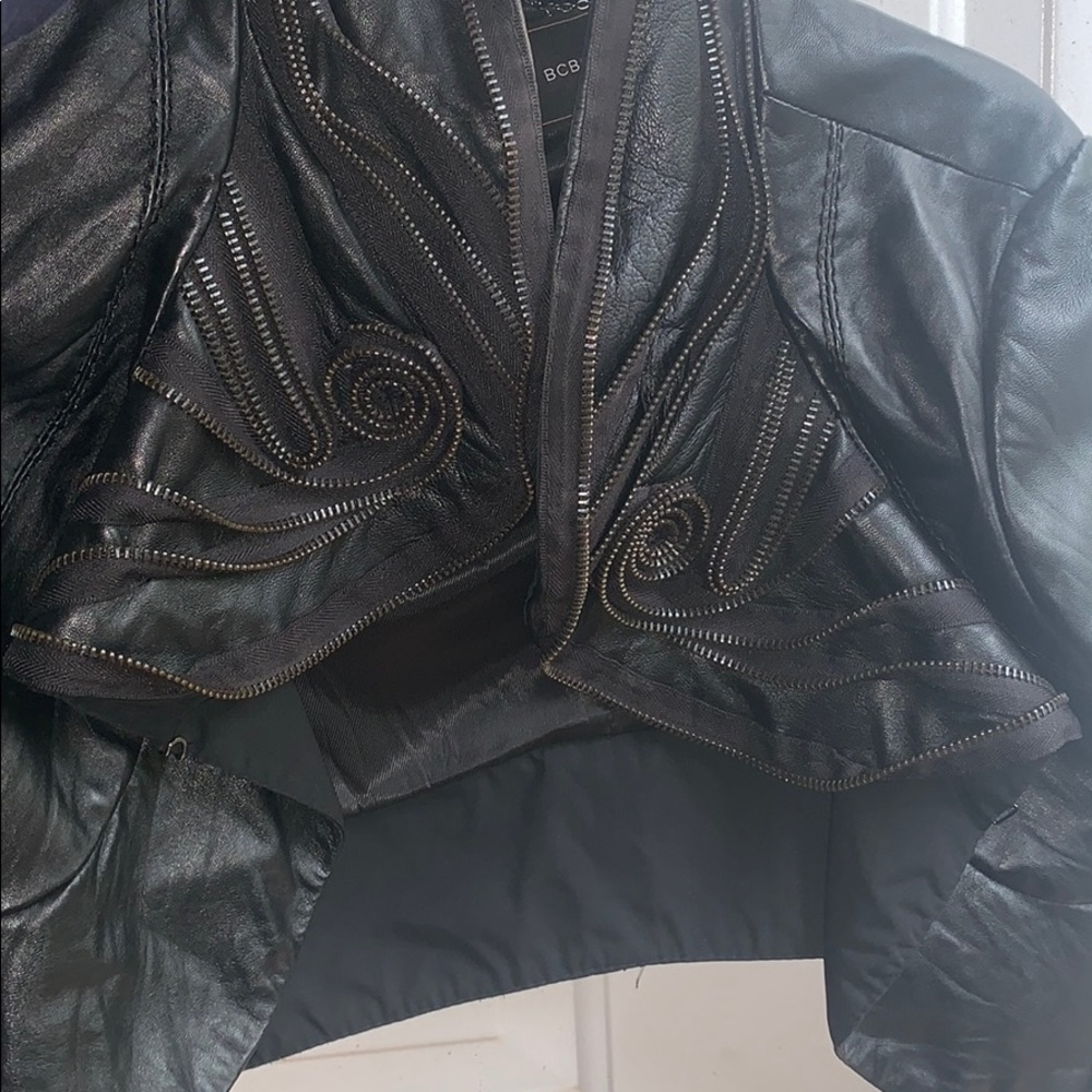 Bcbg leather jacket with zipper detail